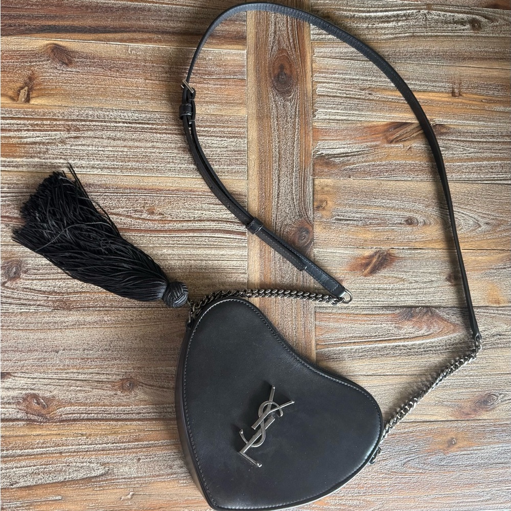AUTHENTIC YSL Unique and Rare Saint Laurent Black Heart Crossbody